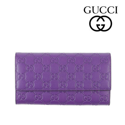 GUCCI Plain Logo Long Wallets 