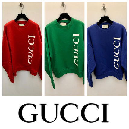 GUCCI 2020 SS Crew Neck Sweat Long Sleeves Plain Cotton Logo
