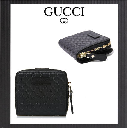 GUCCI Tartan Unisex Street Style Leather Small Wallet Logo 