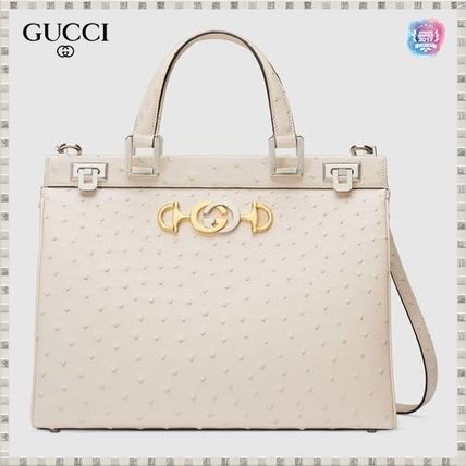 GUCCI 2020 21AW Gucci Zumi Ostrich Medium Top Handle Bag