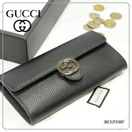 GUCCI Monogram Leather Folding Wallet Long Wallets 
