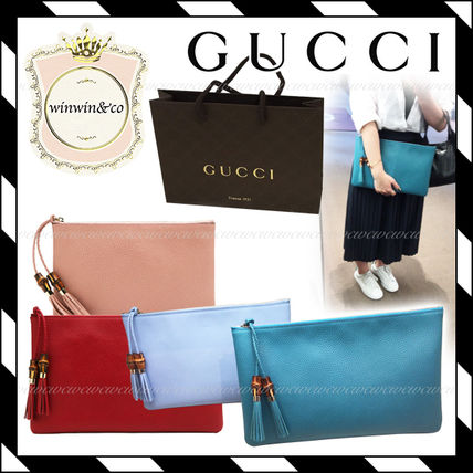 GUCCI Calf Leather Clutch Bag PinkRedLight BlueTurquoise 