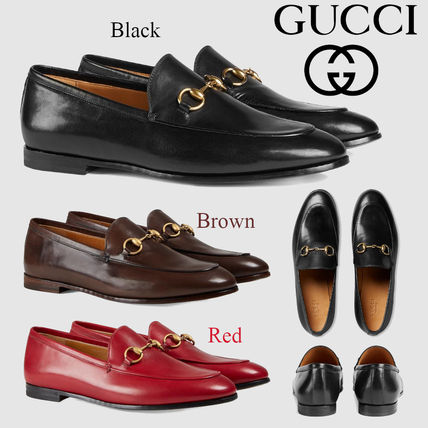 GUCCI Jordaan 2019 SS Plain Toe Plain Leather Block Heels