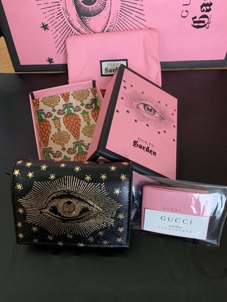 GUCCI 2019 SS Calfskin Folding Wallet Logo Folding Wallets 