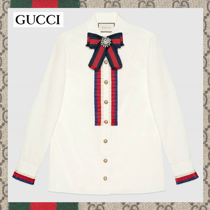 GUCCI 2019 SS Long Sleeves Cotton Medium Elegant Style ShirtsBlouses 