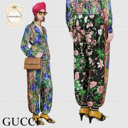 GUCCI 2019 20AW Silk Other Animal Patterns Long Pants 