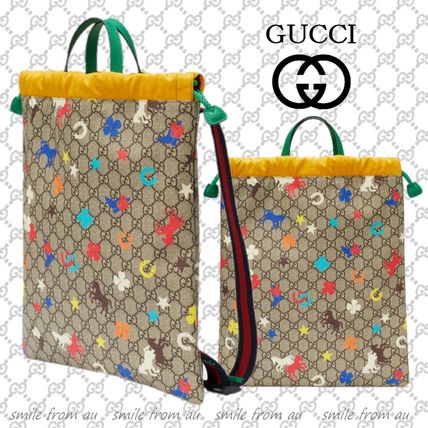 GUCCI GG Supreme Casual Style Office Style Logo Backpacks 