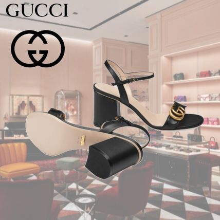 GUCCI 2020 21AW Leather Mid Heel Sandal 453379 A3N00 1000 