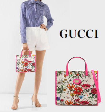 GUCCI GUCCI Canvas Medium Flora Tote 550141 