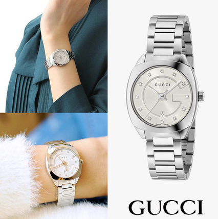 GUCCI Casual Style Round Quartz Watches Stainless Office Style 