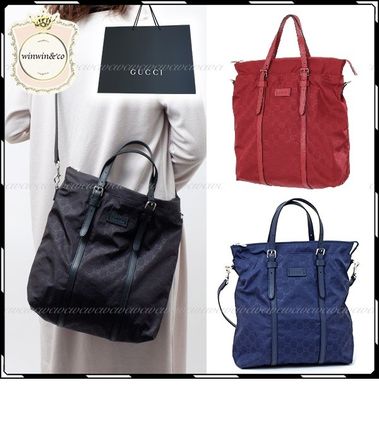 GUCCI Monogram Casual Style Nylon A4 Office Style Crossbody Logo 