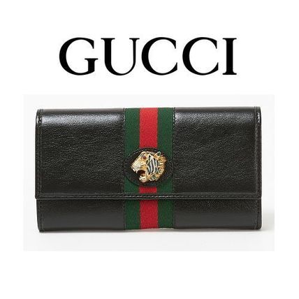 GUCCI 2020 SS Stripes Plain Leather Long Wallets 
