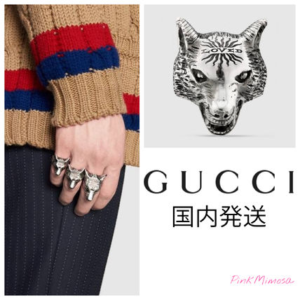 GUCCI 2019 20AW Anger Forest Wolf Head Ring In Silver 476900 J8400 0811 