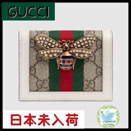 GUCCI GG Supreme Stripes Canvas Plain Other Animal Patterns Folding Wallet 