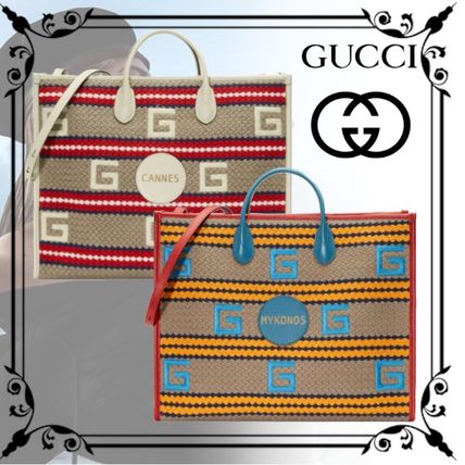 GUCCI Mykonos Striped Tote Bag 630380 2BMMG 9690 630380 2BMBG 9681 