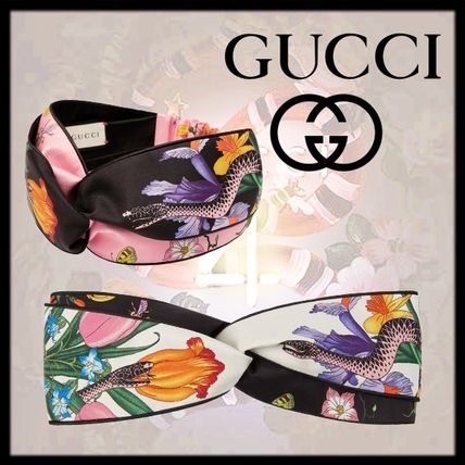 GUCCI 2020 SS Flora Snake Print Headband