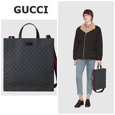 GUCCI GG Supreme Casual Style Canvas A4 2WAY Logo Totes 
