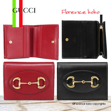 GUCCI 1955 Horsebit 2020 21AW Calfskin Plain Folding Wallets