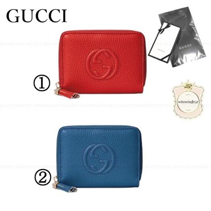 GUCCI Soho Plain Leather Long Wallet Logo Folding Wallets 