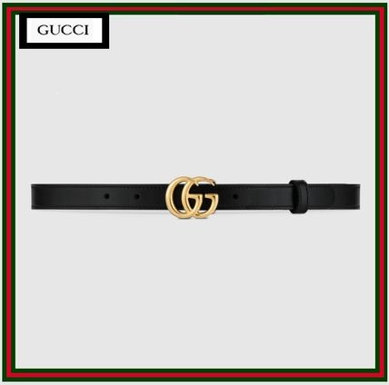 GUCCI GG Marmont Casual Style Plain Leather Logo Belts