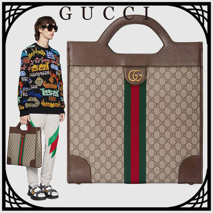 GUCCI Ophidia 2019 SS Stripes Unisex Canvas Blended Fabrics Studded A4