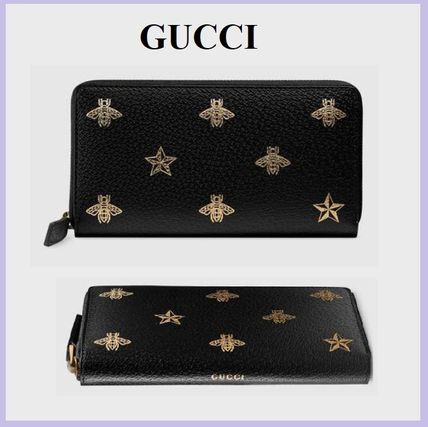 GUCCI 2020 SS Bee Star Leather Zip Around Wallet