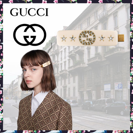GUCCI 2020 SS Crystal Interlocking G Hair Slide