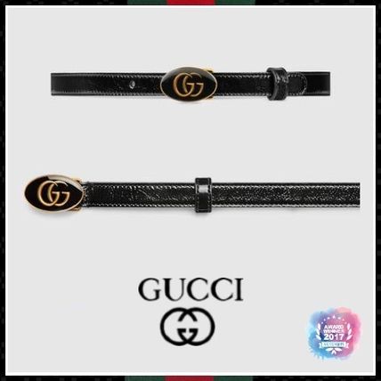 GUCCI 2020 SS Leather Belt With Oval Enamelled Buckle