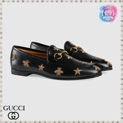GUCCI Jordaan 2019 SS Gucci Jordaan Embroidered Leather Loafer
