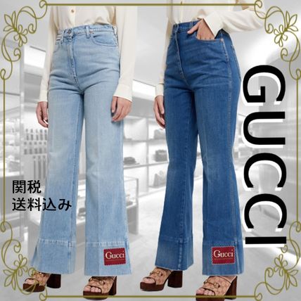 GUCCI 2020 SS Denim Plain Long Logo Jeans 