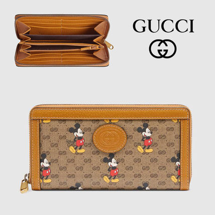 GUCCI 2020 SS Unisex Street Style Collaboration Leather Logo Long Wallets 