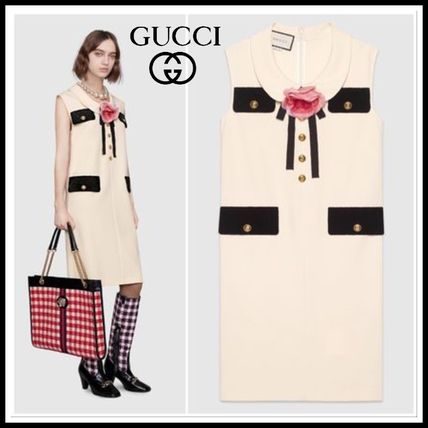 GUCCI Crew Neck A line Medium Elegant Style Formal Style Dresses 570941 XJA36 9699 