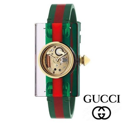 GUCCI Leather Silicon Quartz Watches Stainless Analog Watches 