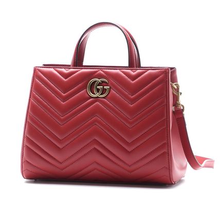 GUCCI GG Marmont 2017 SS 2WAY Plain Leather Handbags 