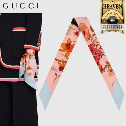 GUCCI 2020 SS Silk Neck Bow With Flora Print 583480 3G001 5900 