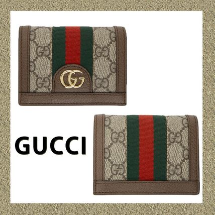 GUCCI 2020 Cruise Canvas Leather Folding Wallet Small Wallet Logo 