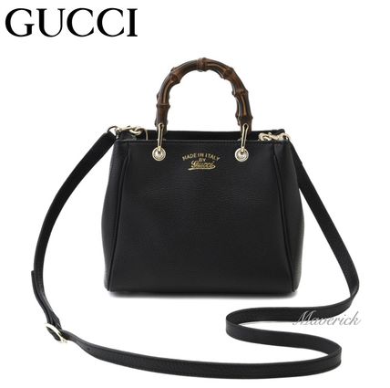 GUCCI 2WAY Leather Elegant Style Crossbody Logo Handbags 