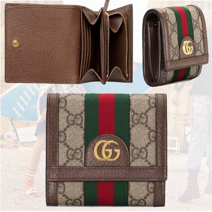 GUCCI Ophidia 2020 SS Unisex Canvas Folding Wallet Long Wallet Small Wallet Logo 