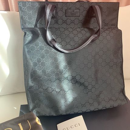 GUCCI Casual Style Unisex Nylon A4 Office Style Logo Totes 