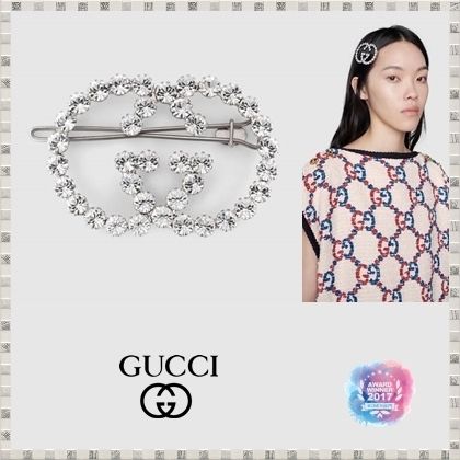 GUCCI 2020 SS Crystal Interlocking G Hair Clip 578873J1D508162 