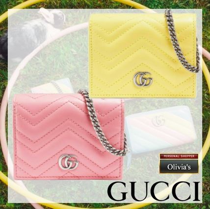 GUCCI GG Marmont 2020 SS Bi color Chain Leather Folding Wallet Small Wallet
