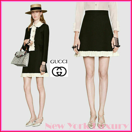 GUCCI Short Casual Style Wool Silk Party Style Office Style 453896 