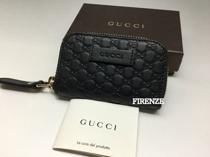 GUCCI Unisex Leather Logo Coin Cases 