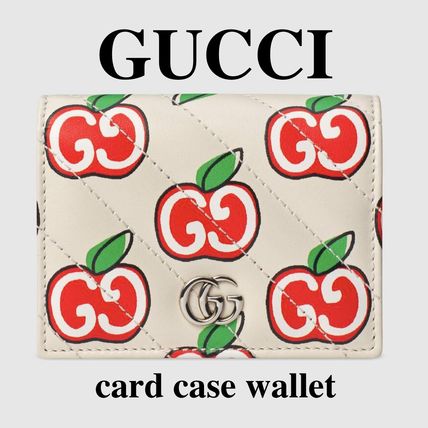 GUCCI 2020 21AW Unisex Street Style Leather Folding Wallet Small Wallet Logo 