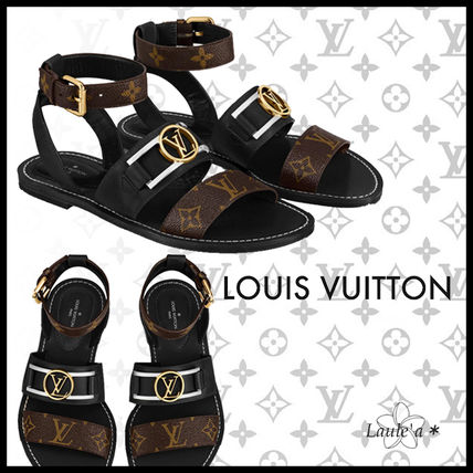 Louis Vuitton 2020 SS Monogram Open Toe Casual Style Leather Footbed Sandals 1A677Z 