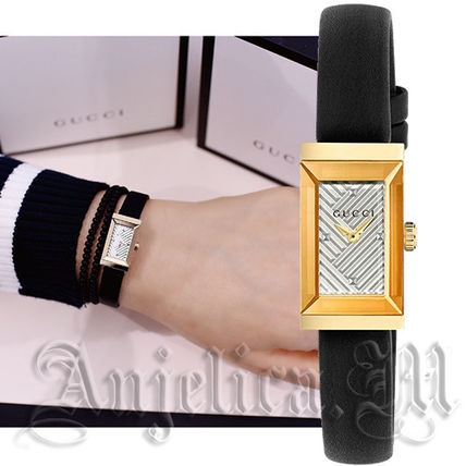 GUCCI 2018 SS Leather Square Quartz Watches Elegant Style Analog Watches YA147506 