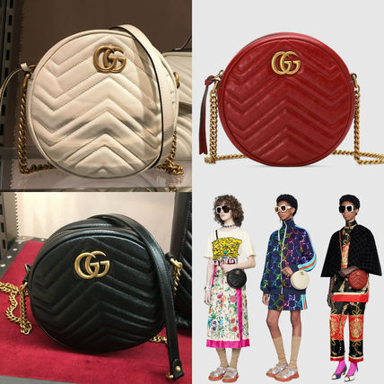 GUCCI GG Marmont 2019 SS Chain Plain Leather Elegant Style Crossbody Shoulder Bags