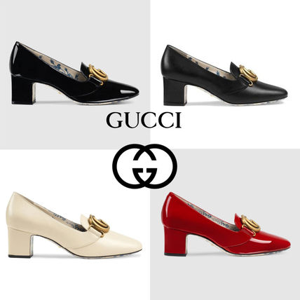 GUCCI Plain Leather Logo PumpsMules 