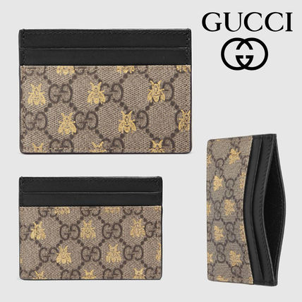 GUCCI GG Supreme 2018 19AW Gg Supreme Bees Card Case