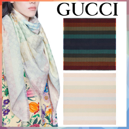 GUCCI 2020 21AW Monogram Casual Style Wool Silk Cotton Fringes